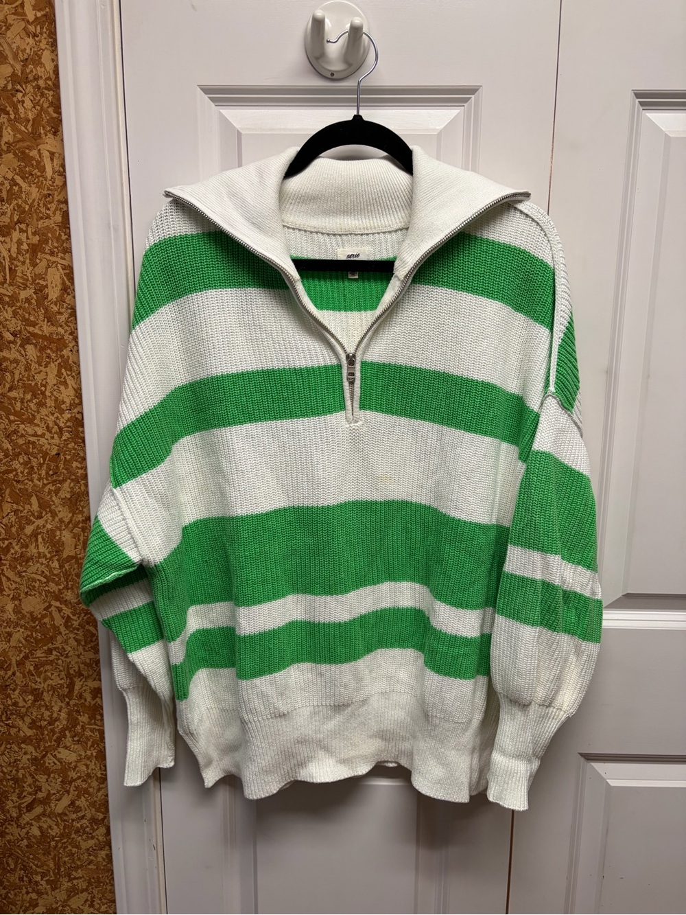 Aerie Striped Knit Quarter Zip
